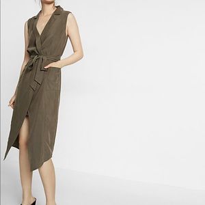 Olive Midi Faux wrap Dress
